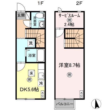 グレースタウンIIA(1SLDK/1階)の間取り写真