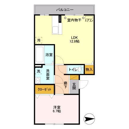 エシカルコート(1LDK/2階)の間取り写真
