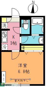 ツルテラス(1K/2階)の間取り写真