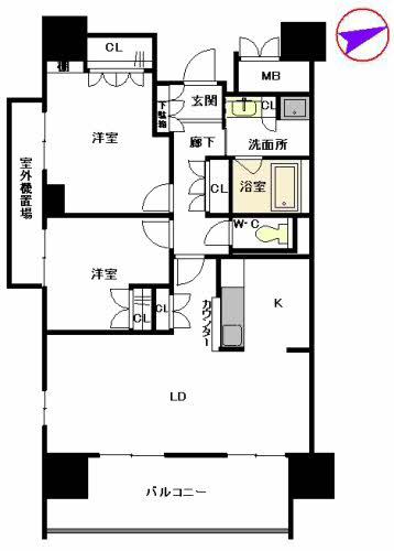 プライムメゾン照葉 S棟(2LDK/6階)の間取り写真