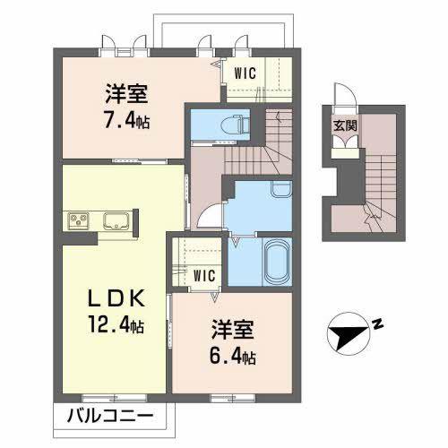 シャーメゾン安達ヶ原A(2LDK/2階)の間取り写真