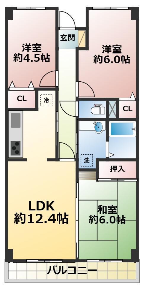 パストラル石井(3LDK/1階)の間取り写真