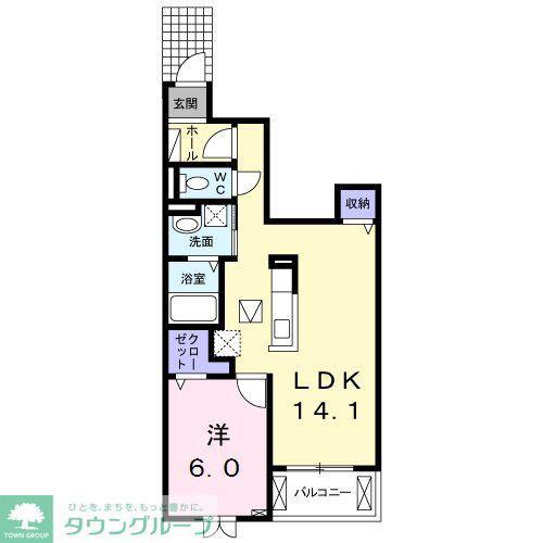 BLESS草加松原 C棟(1LDK/1階)の間取り写真