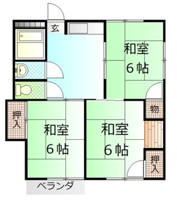 セリジュイン石原坂(3DK/1階)の間取り写真