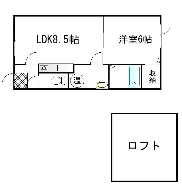 エステートINアース(1LDK/2階)の間取り写真
