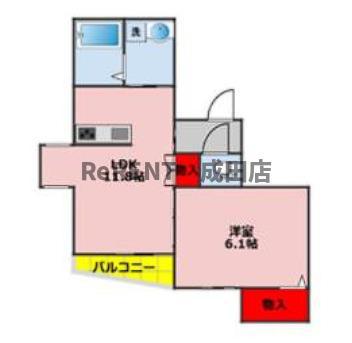 COCOBASE(1LDK/1階)の間取り写真