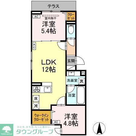 D-PRECIOUS深大寺東町(2LDK/1階)の間取り写真
