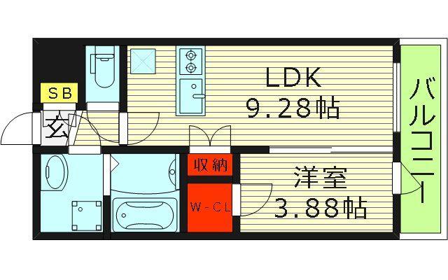 LU・RARA諸口(1LDK/5階)の間取り写真