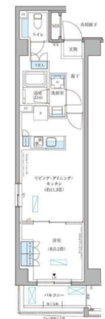 パークアクシス文京本郷(1LDK/3階)の間取り写真