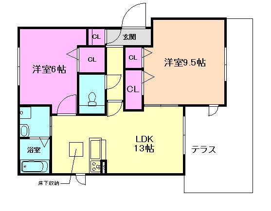シャーメゾン エスパス ウルー(2LDK/1階)の間取り写真