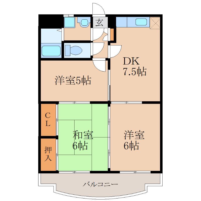 エクセレント IKEDAII(3DK/1階)の間取り写真