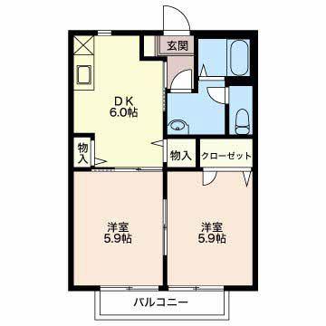 シャーメゾン水上B(2K/2階)の間取り写真