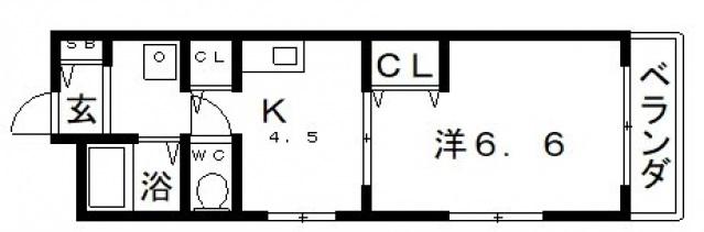 ラフィール心音(1K/2階)の間取り写真