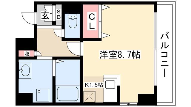 ベルアンジュ(ワンルーム/10階)の間取り写真