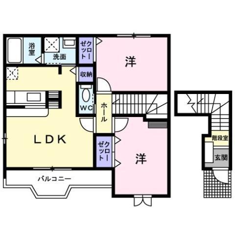 クレストール森脇(2LDK/2階)の間取り写真