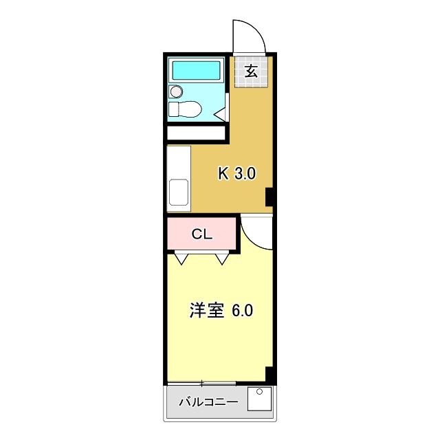 コーポ葉山(1K/4階)の間取り写真