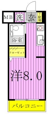 ピュア天王台(ワンルーム/3階)の間取り写真
