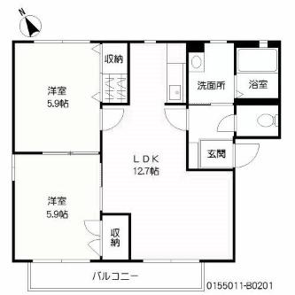ハイツ四季の里A棟(2LDK/2階)の間取り写真