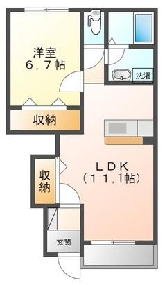 ヴァン ヴェール(1LDK/1階)の間取り写真