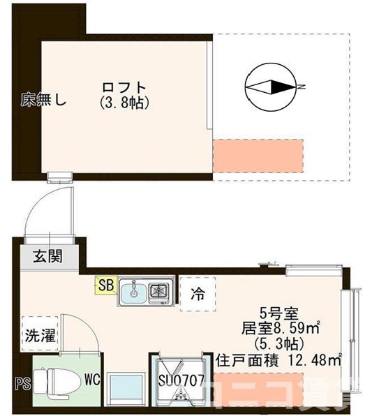 ハーモニーテラス西葛西(ワンルーム/2階)の間取り写真