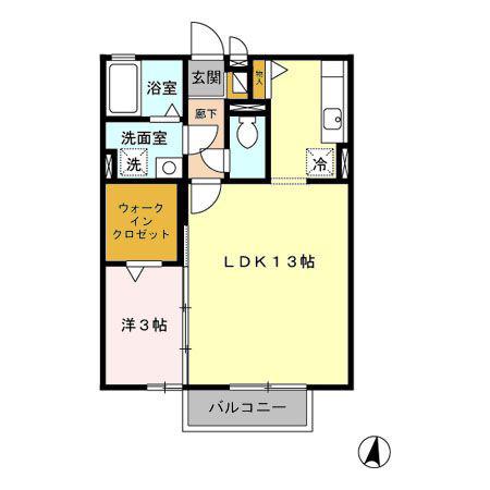 プリマヴェーラ A/B(1LDK/2階)の間取り写真