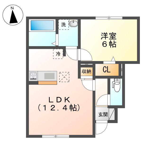 メゾン花見山 II(1LDK/1階)の間取り写真