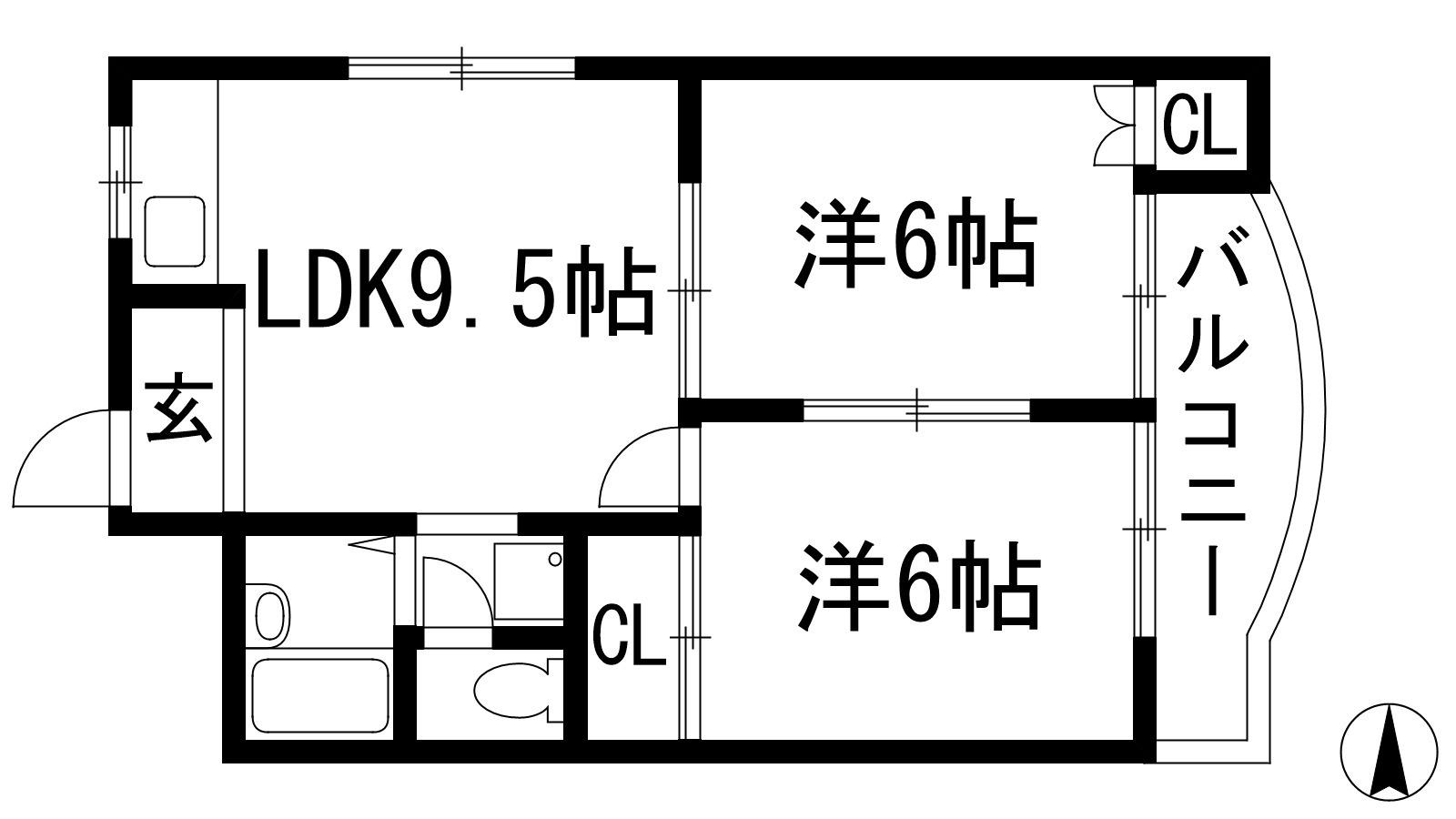 シルクルーム花屋敷(2LDK/3階)の間取り写真
