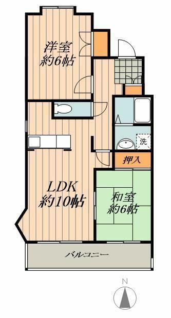 ベルパレス千代田(2LDK/2階)の間取り写真