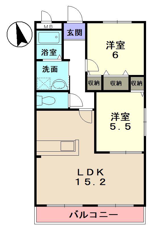 GRANDE 美坂(2LDK/1階)の間取り写真