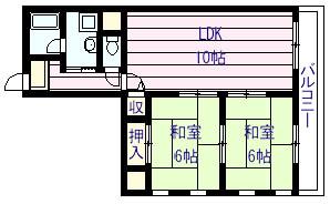 新栄プロパティー柏原(2LDK/1階)の間取り写真
