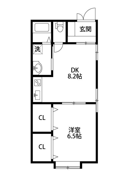 オレンジハウス竹尾(1DK/1階)の間取り写真