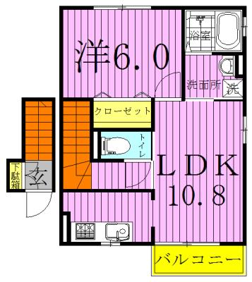 アルカンシェル(1LDK/2階)の間取り写真