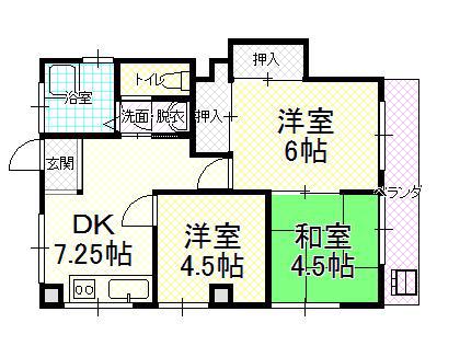 シュトラス(3DK/2階)の間取り写真