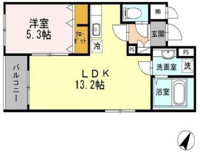ラ・フォルテ弦巻(1LDK/2階)の間取り写真