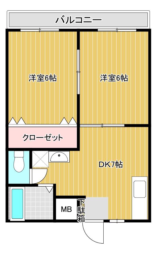 コーポラスたさきVII(2DK/1階)の間取り写真