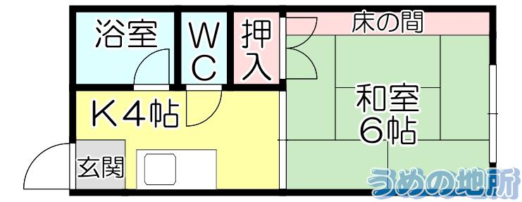 リトルハイツ(1K/1階)の間取り写真