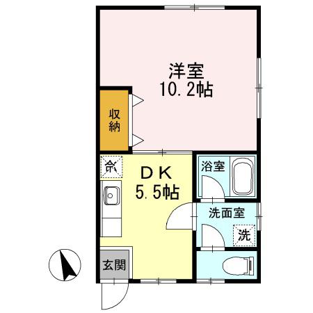 コーポふじ(1DK/2階)の間取り写真