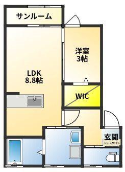 MEER A(1SLDK/1階)の間取り写真
