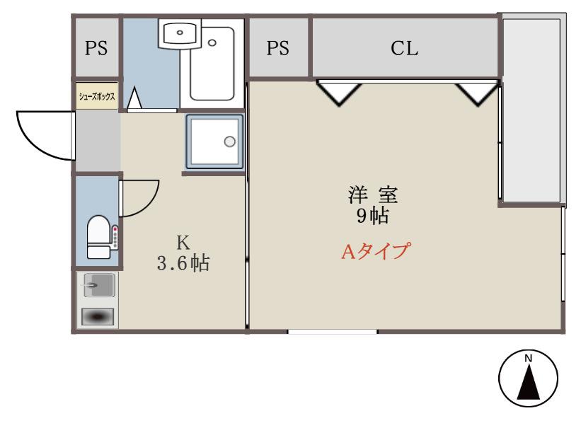 NAGASAKA BASE(1K/4階)の間取り写真