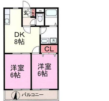 プランドール(2DK/1階)の間取り写真