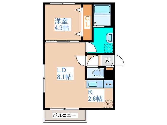 バイラ白石本通(1LDK/4階)の間取り写真