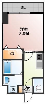 ディノ馬町(1K/7階)の間取り写真