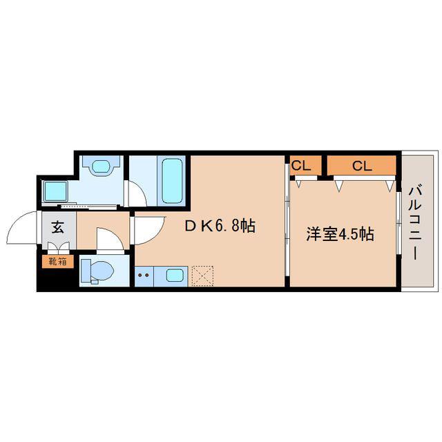 アスコット花京院(1DK/3階)の間取り写真