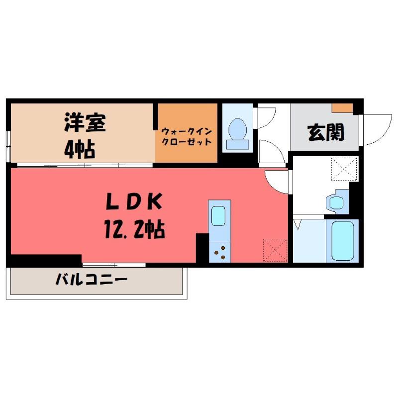 D-ROOM台新田町(1LDK/2階)の間取り写真