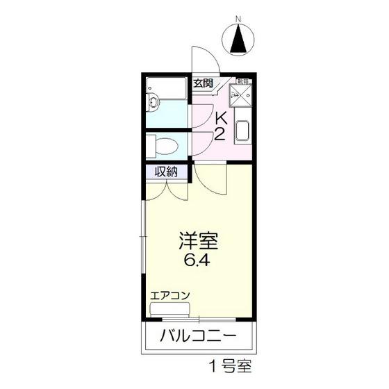 アルフィーネ十日市D棟(1K/3階)の間取り写真
