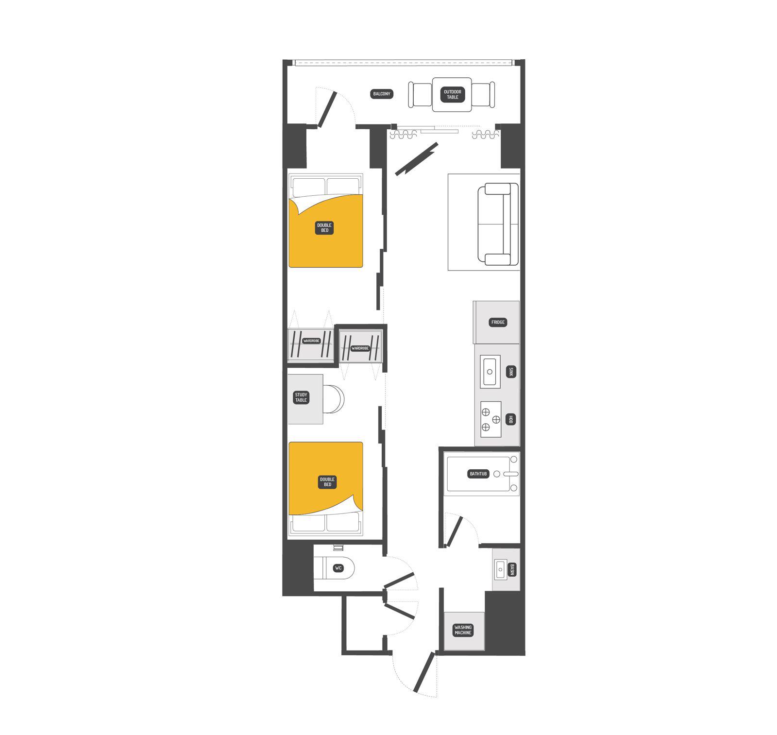 DASH LIVING TSUKIJI イースト-2BR WS(2LDK/5階)の間取り写真