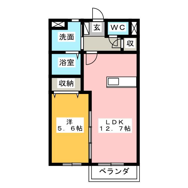 ルーチェ塚本(1LDK/2階)の間取り写真