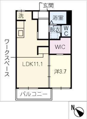 グリーンタウン桜台B棟(1LDK/1階)の間取り写真