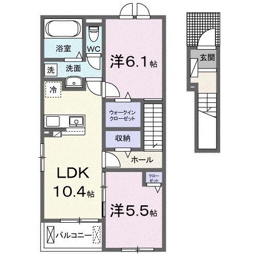 ポートヴィレッジ24 I(2LDK/2階)の間取り写真
