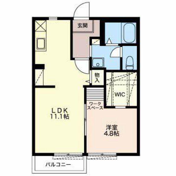 ディアス持川 A(1LDK/1階)の間取り写真